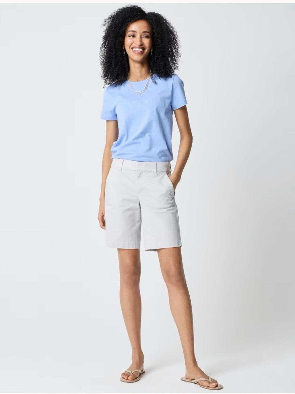NEW J. Crew Factory 9" Frankie Bermuda Chino Short in Oyster Gray - Size 10